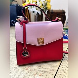 Dune London Pink and Red Colorblock Satchel